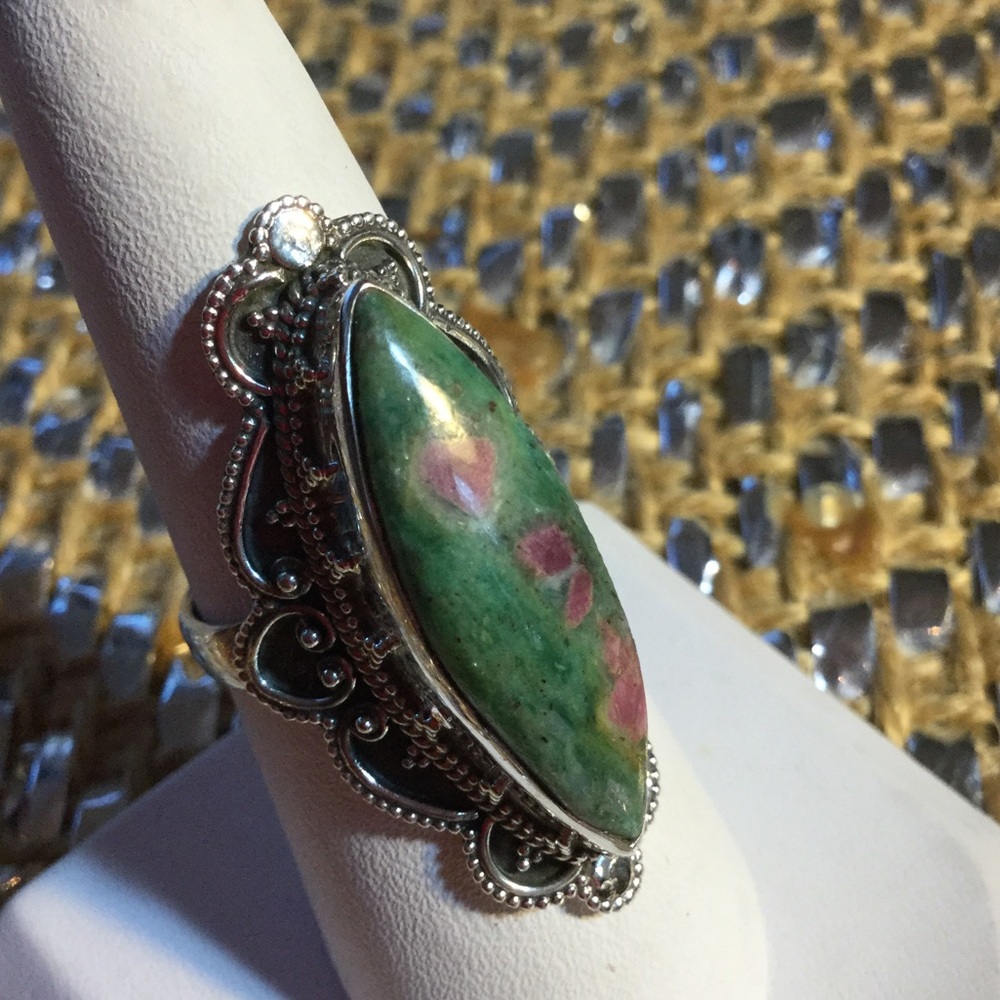 Genuine Ruby In Zoisite Silver Ring ! - image 4